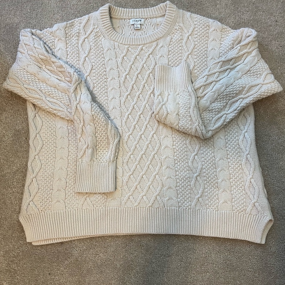 J. Crew Cream Cable Knit Sweater